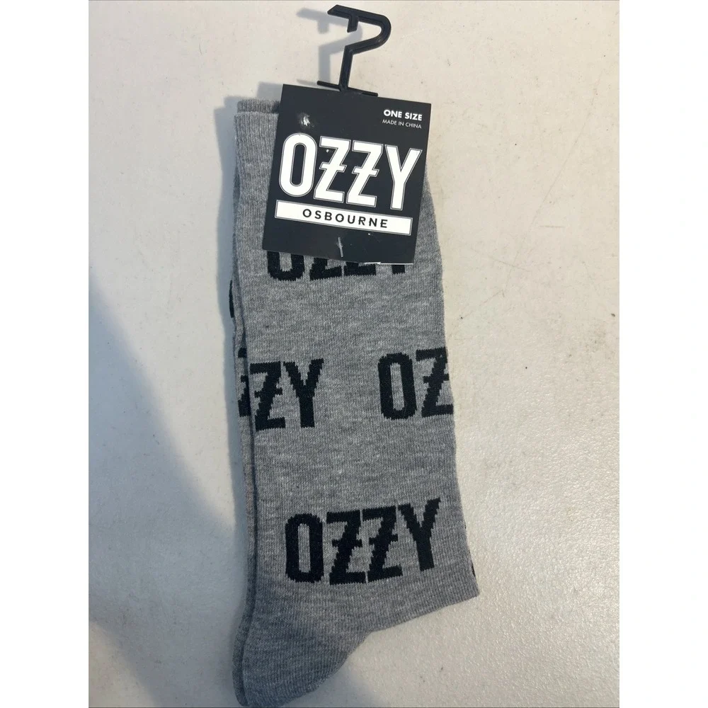OZZY OSBOURNE Men's Crew Socks Black / Gray One Size 7-12 Black Sabbath NEW 2025